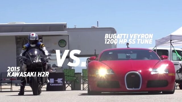 Η κόντρα του αιώνα: Kawasaki Ninja H2R VS Bugatti Veyron SS