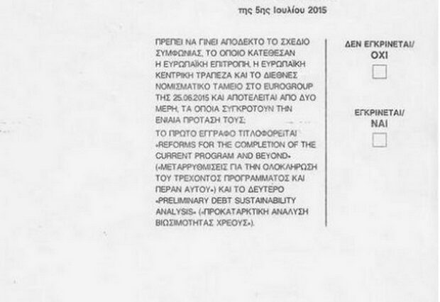Το ψηφοδέλτιο του δημοψηφίσματος: Θολή διατύπωση και το “Όχι” πρώτο