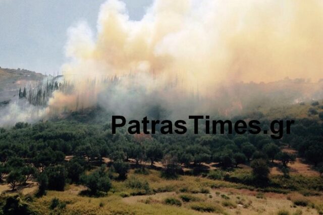 Πάτρα: Ανεξέλεγκτη η φωτιά στα Άνω Συχαινά. Τραυματίστηκαν πυροσβέστες