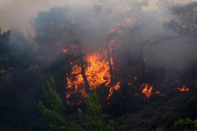 Καλύτερη η κατάσταση στην πυρκαγιά που ξέσπασε στο δάσος της Καλογριάς στον Άραξο