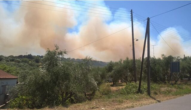 Σε ύφεση οι πυρκαγιές σε Κορώνη και Κρυονέρι