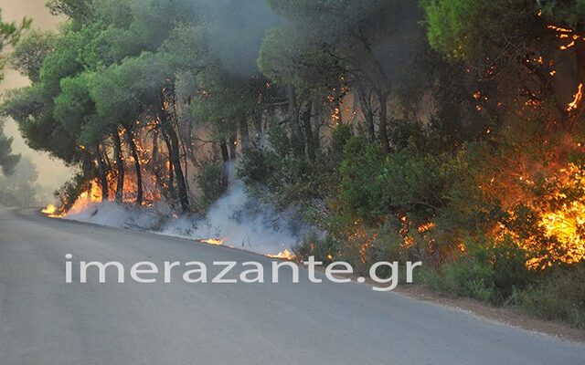 Πύρινη κόλαση στη Ζάκυνθο. Κάηκε σπίτι έξω από το χωριό Μαριές