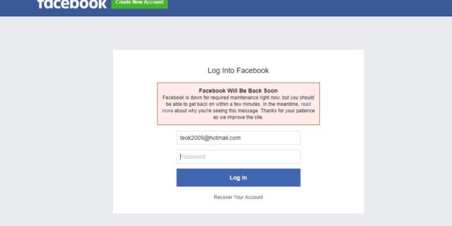 Εκτός λειτουργίας το Facebook λόγω συντήρησης