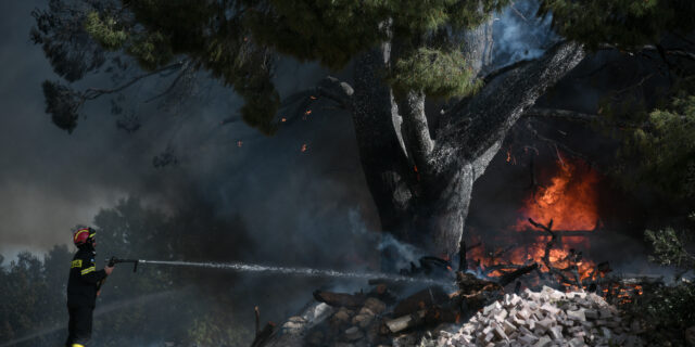 Υπό μερικό έλεγχο η φωτιά στην Κυπαρισσία