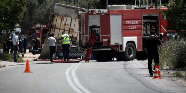 Τροχαίο δυστύχημα με ανατροπή βυτιοφόρου που μετέφερε υγραέριο στην Πιερία-Κλειστή η Εθνική Οδός