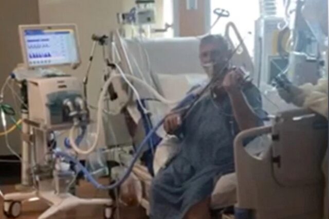 Διασωληνωμένος σε ΜΕΘ δίνει κονσέρτο βιολιού για να τιμήσει τους γιατρούς του