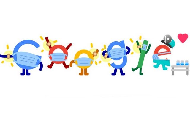 Το σημερινό Google Doodle: “Εμβολιαστείτε, φορέστε μάσκα, σώστε ζωές”