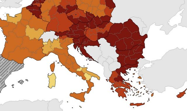 Χάρτης κορονοϊού ECDC: “Κοκκίνησε” η Ελλάδα – Ποιες περιοχές είναι στο “κίτρινο”