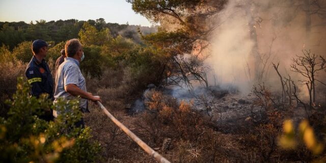 Σε ύφεση η φωτιά στην Πύλο – Δεν κάηκαν σπίτια