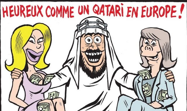 QatarGate: “Σκληρό” εξώφυλλο από το Charlie Hebdo με έναν Καταριανό στην Ευρώπη