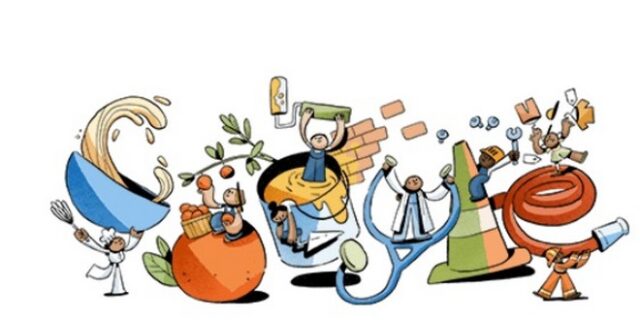 Το doodle της google για την Εργατική Πρωτομαγιά