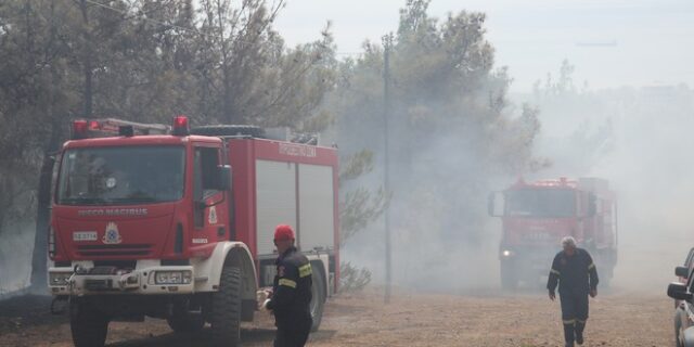 Υπό μερικό έλεγχο η φωτιά στα Καλύβια Θορικού