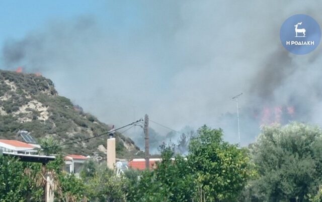 Ρόδος: Φωτιά κοντά σε κατοικημένη περιοχή στην Κρεμαστή – Κινητοποιήθηκαν και εναέρια μέσα