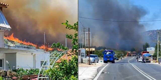 Μεγάλη φωτιά στο Νέο Κουβαρά – Εκκενώνεται οικισμός