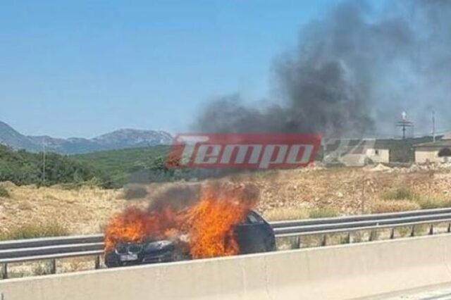 Φωτιά σε αυτοκίνητο στην Ιονία Οδό, στο ρεύμα προς Πάτρα