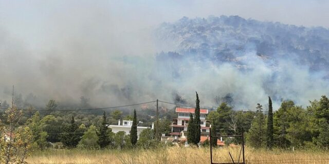 Φωτιά στην Πάρνηθα: Εφιαλτικές στιγμές στην Αγία Παρασκευή Μενιδίου – Τα ντοκουμέντα από το μέτωπο