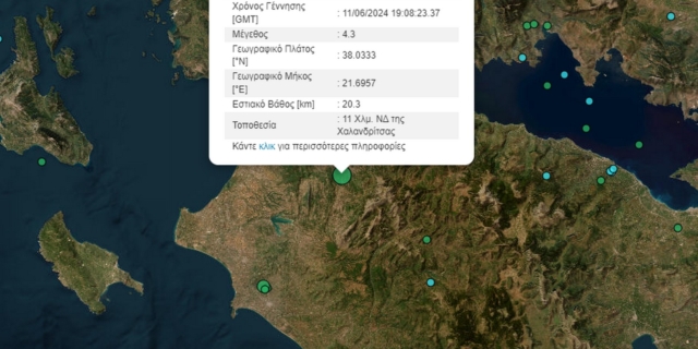 Σεισμός 4,3 Ρίχτερ στην Αχαΐα