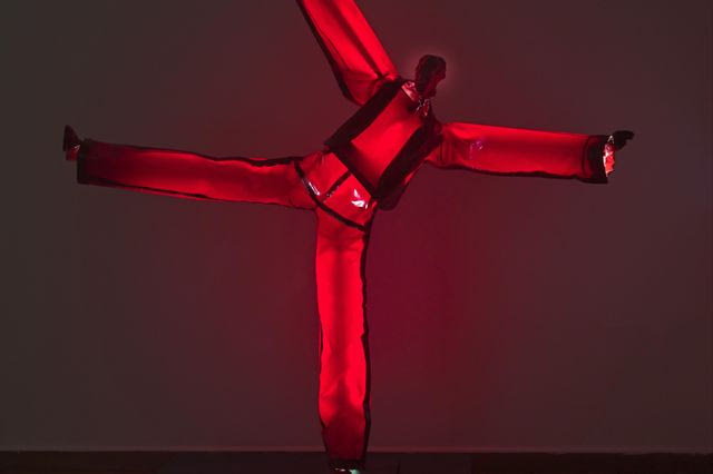 Citronne Gallery, Happy figure, 2010, metal, plastic cloth and electric bulbs. 155 x 150 x 32 cm