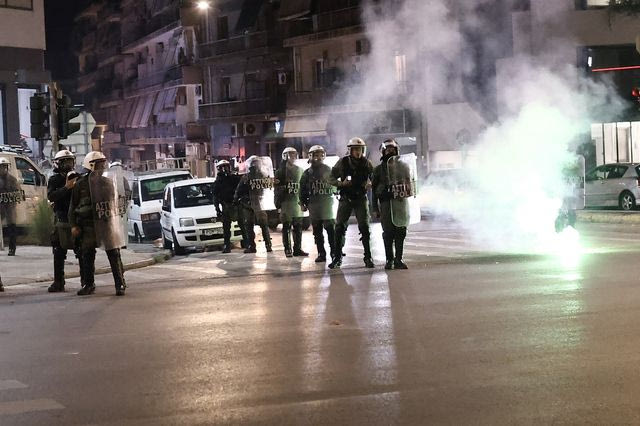 Αστυνομικές δυνάμεις μετά την πορεία για την Παλαιστίνη