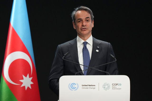 Ο Κυριάκος Μητσοτάκης στο βήμα της COP29