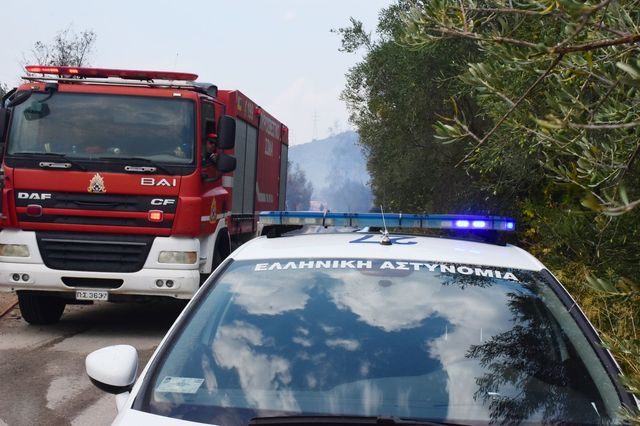 Όχημα της Πυροσβεστικής και περιπολικό (φωτογραφία αρχείου)