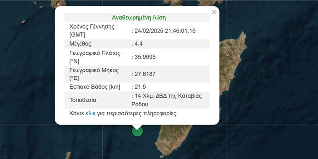 Σεισμός 4,4 Ρίχτερ στη Ρόδο